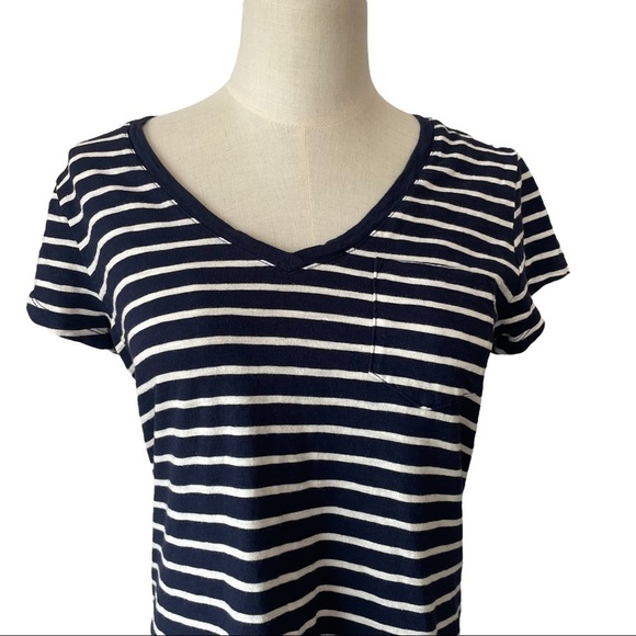 Gap navy  blue white shirt sleeved striped t-shirt dress - Picture 2 of 8